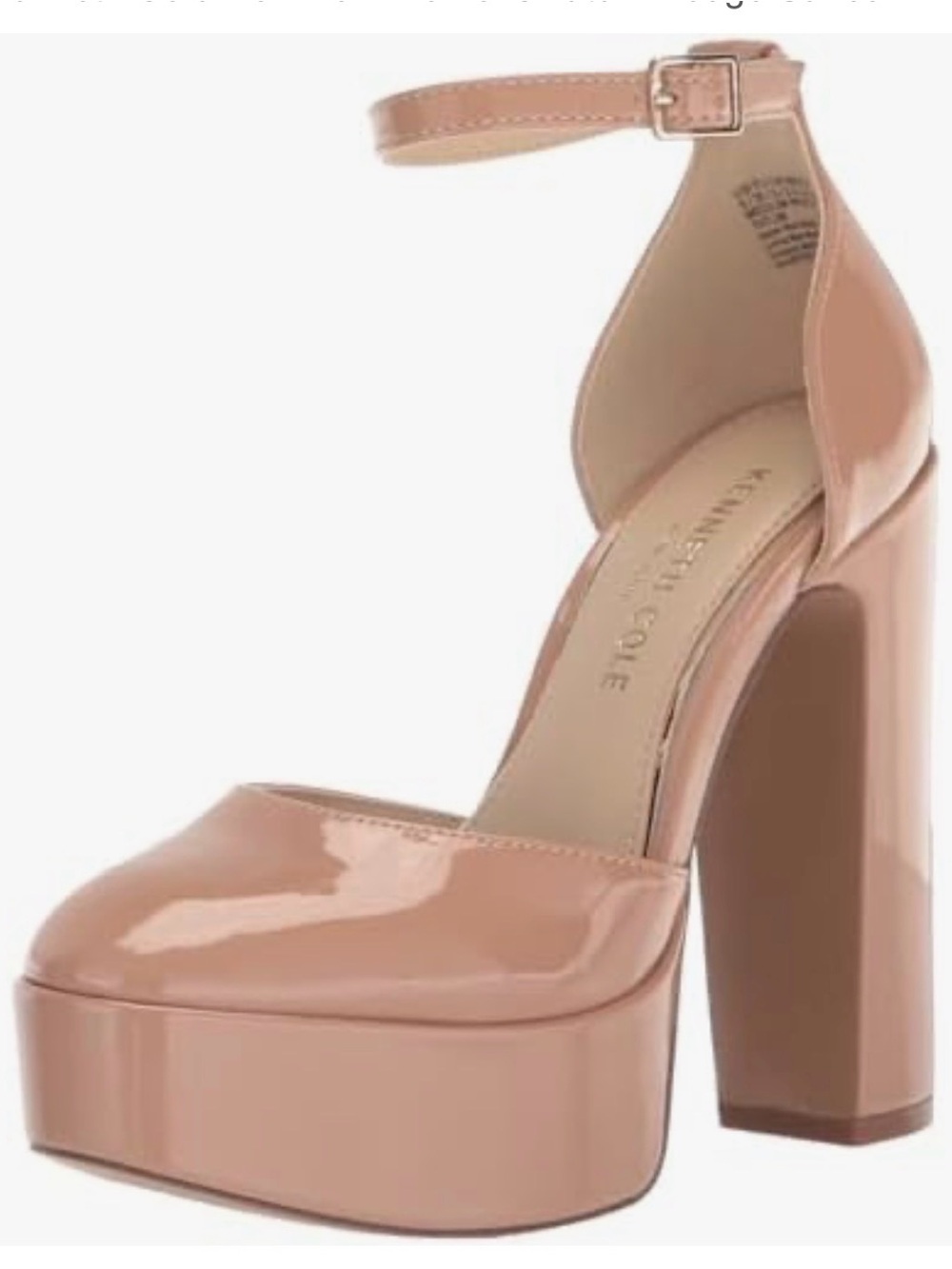 ****Kenneth Cole Blush Patent Platform Ankle-Strap Heels